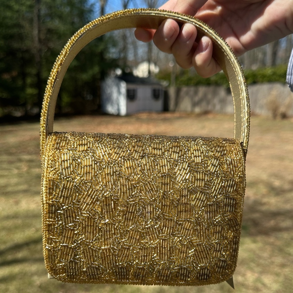Gold Beaded Vintage Handbag